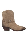 Ash Woman Ankle Boots Khaki Size 8 Leather In Beige