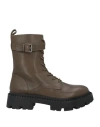 Ash Woman Ankle Boots Khaki Size 7 Soft Leather In Beige