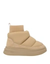 Ash Woman Ankle Boots Sand Size 11 Textile Fibers, Leather In Beige