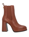 Ash Woman Ankle Boots Tan Size 7 Leather In Brown