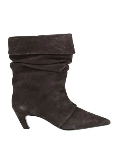Ash Woman Ankle Boots Taupe Size 9 Leather In Brown