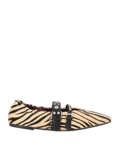 Ash Woman Ballet Flats Beige Size 8 Leather In Multi
