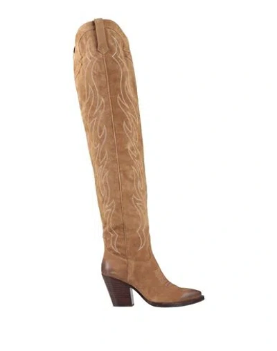 Ash Woman Boot Camel Size 6 Leather In Sand