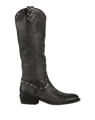 Ash Woman Boot Charcoal Size 8 Leather In Grey