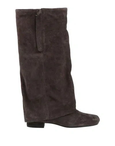 Ash Woman Boot Dark Brown Size 8 Leather In Multi