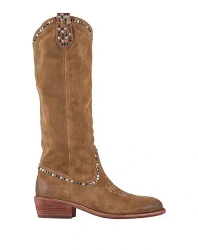 Ash Woman Boot Khaki Size 8 Leather In Beige