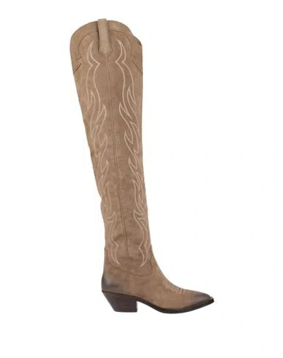 Ash Woman Boot Khaki Size 8 Leather In Beige
