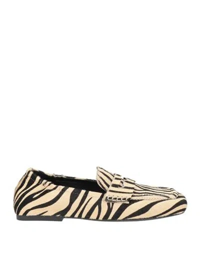 Ash Woman Loafers Beige Size 8 Leather In Blue