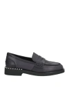 Ash Woman Loafers Black Size 8 Leather In Black