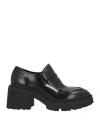 Ash Woman Loafers Black Size 8 Leather, Metal