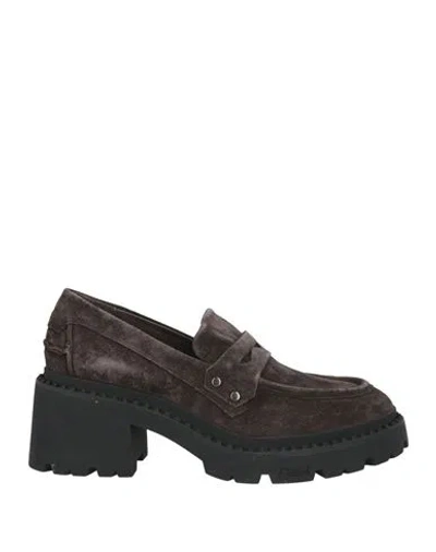 Ash Woman Loafers Taupe Size 8 Leather In Brown