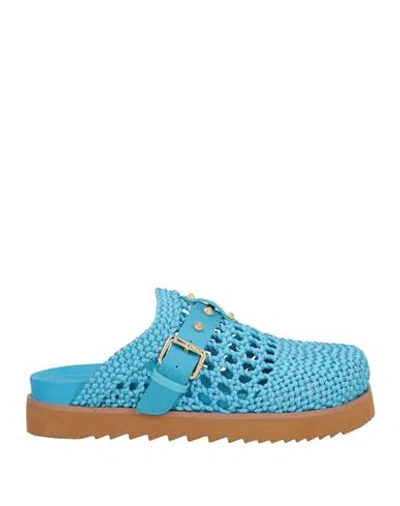 Ash Woman Mules & Clogs Azure Size 8 Textile Fibers In Blue