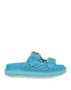 Ash Woman Mules & Clogs Azure Size 8 Textile Fibers In Blue