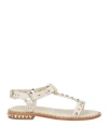 Ash Stud-embellished Leather Sandals In Beige