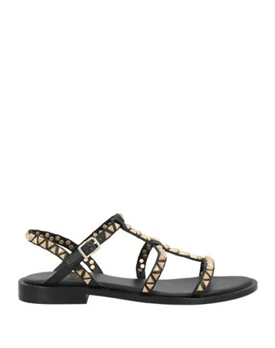 Ash Woman Sandals Black Size 6 Leather In Multi
