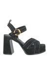 Ash Melany Ankle Strap Platform Sandal In Black
