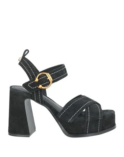 ASH ASH WOMAN SANDALS BLACK SIZE 8 LEATHER
