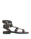 Ash Stud-embellished Leather Flat Sandals In Black