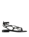 Ash Woman Sandals Black Size 5 Soft Leather In Black