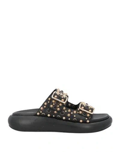 ASH ASH WOMAN SANDALS BLACK SIZE 10 TEXTILE FIBERS