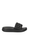 Ash Woman Sandals Black Size 5 Soft Leather In Black