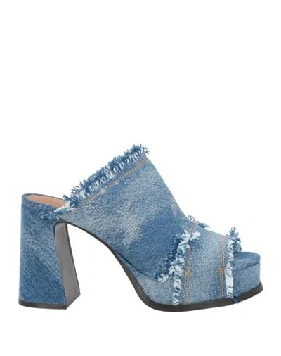 Ash Woman Sandals Blue Size 8 Textile Fibers