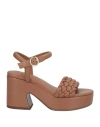 Ash Braided Strap Chunky Heel Platform Sandals In Brown