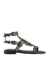 Ash Woman Sandals Charcoal Size 8 Leather In Black