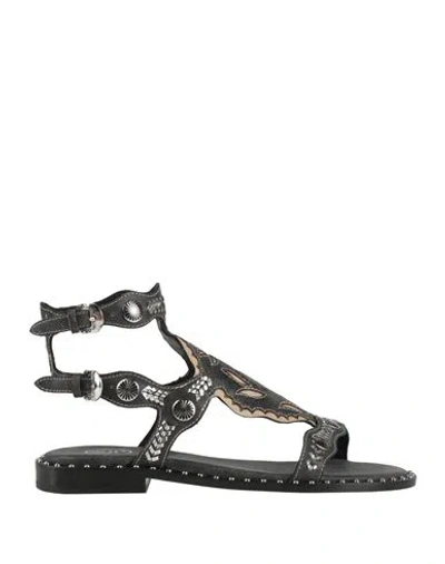 Ash Woman Sandals Charcoal Size 8 Leather In Grey