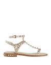 Ash Stud-embellished Leather Sandals In White