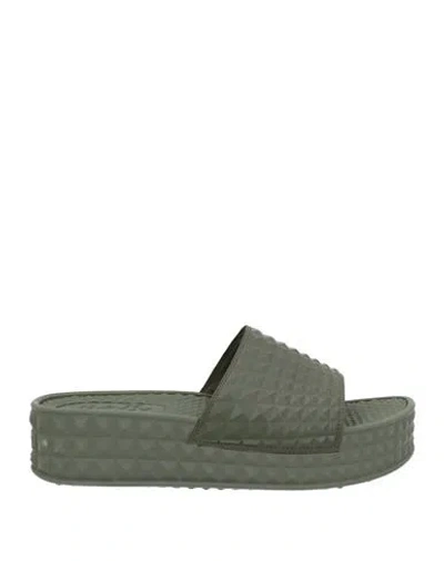 Ash Woman Sandals Military Green Size 10 Textile Fibers