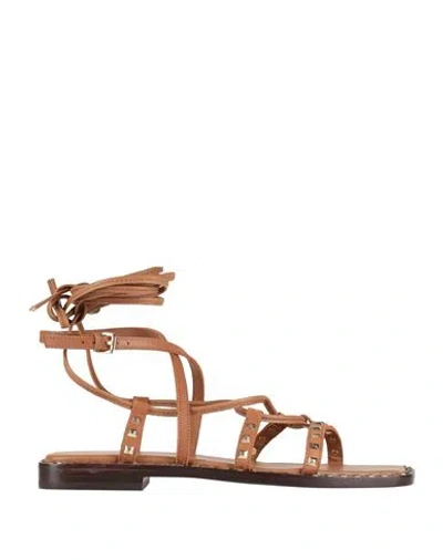 Ash Woman Sandals Tan Size 8 Leather In Brown