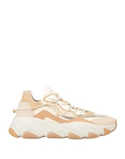 Ash Woman Sneakers Beige Size 8 Leather, Textile Fibers In Red