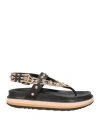 Ash Woman Thong Sandal Black Size 6 Textile Fibers, Leather