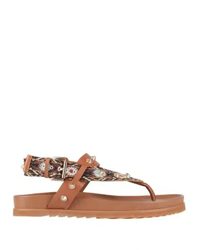 Ash Woman Thong Sandal Camel Size 8 Textile Fibers