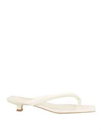 Ash Woman Thong Sandal Ivory Size 11 Soft Leather In White