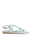 Ash Woman Thong Sandal Military Green Size 8 Soft Leather In Blue