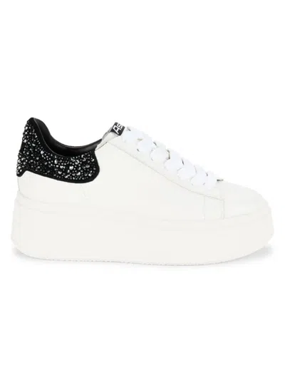 Ash Women's As-move Embellished Leather Platform Sneakers In White Black