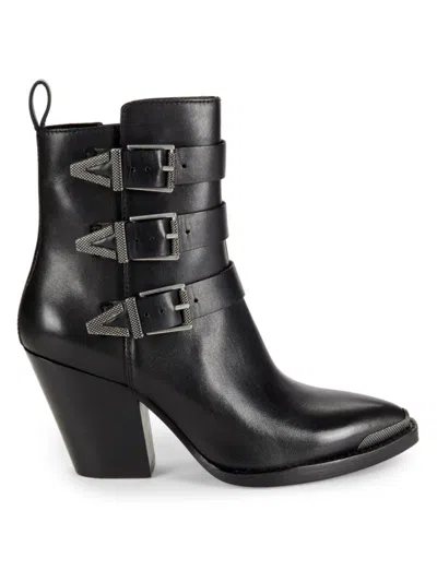 ASH WOMEN'S BUCKELED RIDING HEEL ANKLE BOOTS