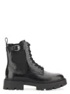 Ash Black Leather Amphibian With Rugged Sole In Black