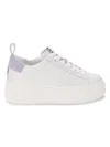 Ash Low Top Leather Platform Sneakers In White Lavender