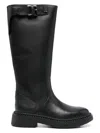 Ash Mandeville Low Heels Boots In Black Leather In Black