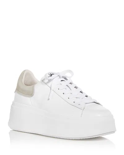 Ash White Leather Sneakers With Metallic Silver Accent
