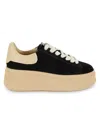 Ash Women's Move S Suede & Leather Low Top Platform Sneakers In Black Eggnog
