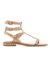 Ash Stud-embellished Leather Flat Sandals In Pink