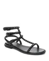 Ash Play Bis Model Sandal With Black Leather Straps In Black/black