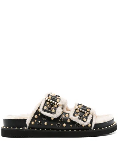 Ash Slippers Open Toe Stud Embellishment In Black