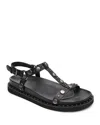 Ash Studded Open Toe Lace-up Rubber Sole In Black
