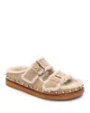 Ash Uma Faux Fur Sandal In Camel/tofu