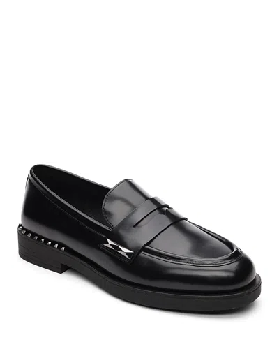 Ash Whisper Studded Round Toe Loafers In Nero